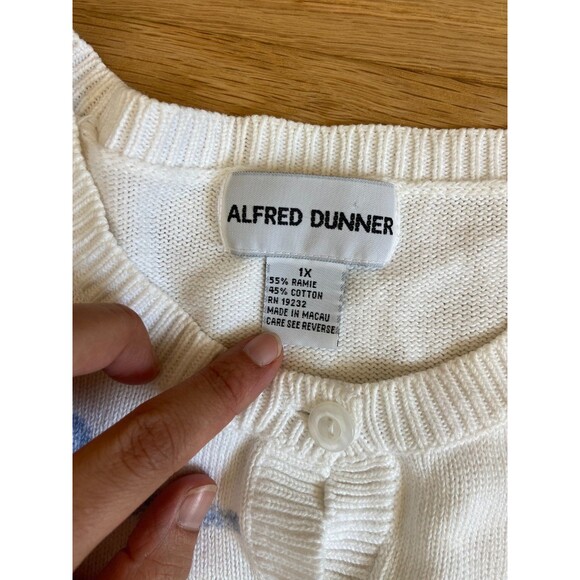 Alfred Dunner Women's 1X Knit Ramie Button Down Short Sleeve Beach Ocean Coast - Picture 3 of 8